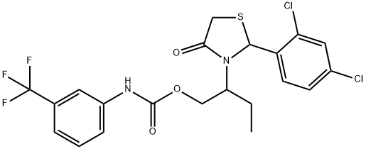 2-[2-(2,4-dichlorophenyl)-4-oxo-1,3-thiazolidin-3-yl]butyl 3-(trifluoromethyl)phenylcarbamate Struktur