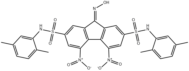 N~2~,N~7~-bis(2,5-dimethylphenyl)-9-(hydroxyimino)-4,5-bisnitro-9H-fluorene-2,7-disulfonamide Struktur