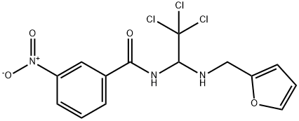 3-nitro-N-{2,2,2-trichloro-1-[(2-furylmethyl)amino]ethyl}benzamide Struktur