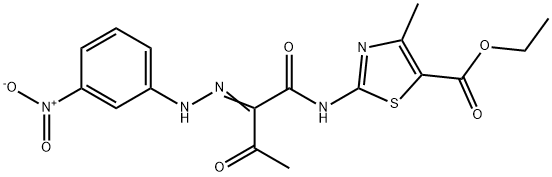 ethyl 2-{[2-({3-nitrophenyl}hydrazono)-3-oxobutanoyl]amino}-4-methyl-1,3-thiazole-5-carboxylate Struktur