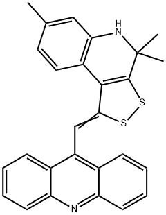 9-[(4,4,7-trimethyl-4,5-dihydro-1H-[1,2]dithiolo[3,4-c]quinolin-1-ylidene)methyl]acridine Struktur