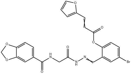 2-(2-{[(1,3-benzodioxol-5-ylcarbonyl)amino]acetyl}carbohydrazonoyl)-4-bromophenyl 3-(2-furyl)acrylate Struktur