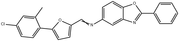 N-{[5-(4-chloro-2-methylphenyl)-2-furyl]methylene}-N-(2-phenyl-1,3-benzoxazol-5-yl)amine Struktur