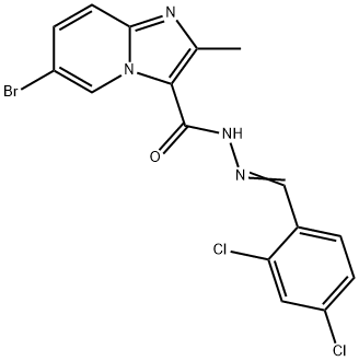 6-bromo-N'-(2,4-dichlorobenzylidene)-2-methylimidazo[1,2-a]pyridine-3-carbohydrazide Struktur