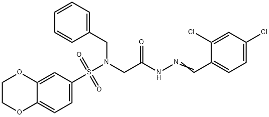 N-benzyl-N-{2-[2-(2,4-dichlorobenzylidene)hydrazino]-2-oxoethyl}-2,3-dihydro-1,4-benzodioxine-6-sulfonamide Struktur