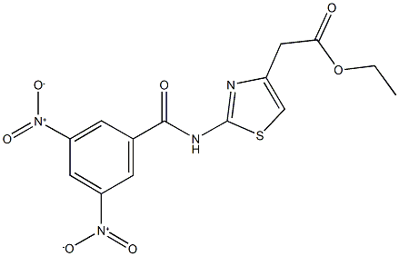 ethyl {2-[({3,5-bisnitrophenyl}carbonyl)amino]-1,3-thiazol-4-yl}acetate Struktur