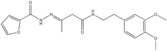 N-[2-(3,4-dimethoxyphenyl)ethyl]-3-(2-furoylhydrazono)butanamide Struktur