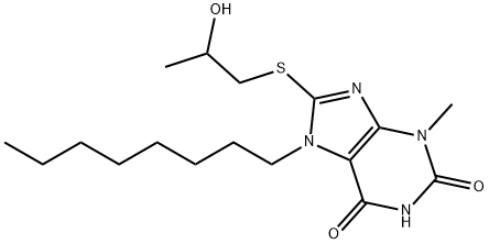 8-[(2-hydroxypropyl)sulfanyl]-3-methyl-7-octyl-3,7-dihydro-1H-purine-2,6-dione Struktur