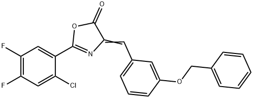 4-[3-(benzyloxy)benzylidene]-2-(2-chloro-4,5-difluorophenyl)-1,3-oxazol-5(4H)-one Struktur