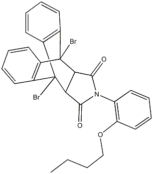 1,8-dibromo-17-(2-butoxyphenyl)-17-azapentacyclo[6.6.5.0~2,7~.0~9,14~.0~15,19~]nonadeca-2,4,6,9,11,13-hexaene-16,18-dione Struktur