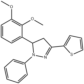 5-(2,3-dimethoxyphenyl)-1-phenyl-3-(2-thienyl)-4,5-dihydro-1H-pyrazole Struktur