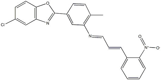 5-chloro-2-{3-[(3-{2-nitrophenyl}-2-propenylidene)amino]-4-methylphenyl}-1,3-benzoxazole Struktur