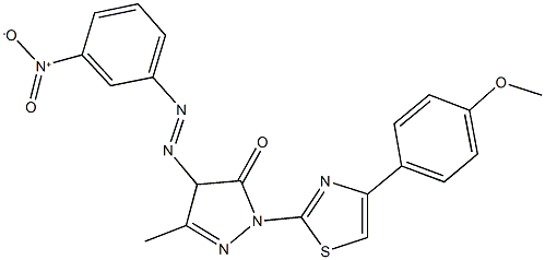 4-({3-nitrophenyl}diazenyl)-2-[4-(4-methoxyphenyl)-1,3-thiazol-2-yl]-5-methyl-2,4-dihydro-3H-pyrazol-3-one Struktur