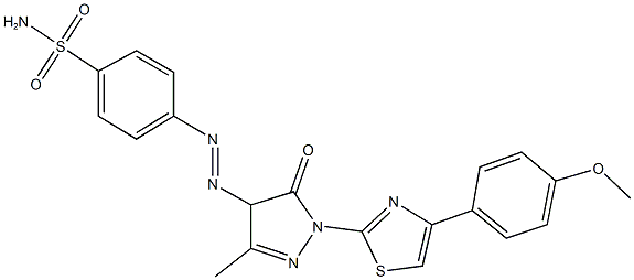 4-({1-[4-(4-methoxyphenyl)-1,3-thiazol-2-yl]-3-methyl-5-oxo-4,5-dihydro-1H-pyrazol-4-yl}diazenyl)benzenesulfonamide Struktur