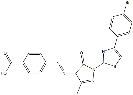 4-({1-[4-(4-bromophenyl)-1,3-thiazol-2-yl]-3-methyl-5-oxo-4,5-dihydro-1H-pyrazol-4-yl}diazenyl)benzoic acid Struktur