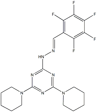 2,3,4,5,6-pentafluorobenzaldehyde [4,6-di(1-piperidinyl)-1,3,5-triazin-2-yl]hydrazone Struktur