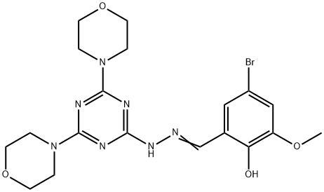 5-bromo-2-hydroxy-3-methoxybenzaldehyde [4,6-di(4-morpholinyl)-1,3,5-triazin-2-yl]hydrazone Struktur