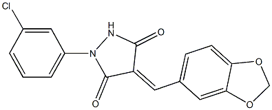 4-(1,3-benzodioxol-5-ylmethylene)-1-(3-chlorophenyl)-3,5-pyrazolidinedione Struktur