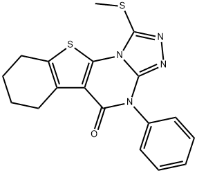 1-(methylsulfanyl)-4-phenyl-6,7,8,9-tetrahydro[1]benzothieno[3,2-e][1,2,4]triazolo[4,3-a]pyrimidin-5(4H)-one Struktur