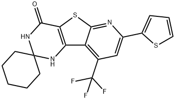 7'-(2-thienyl)-9'-(trifluoromethyl)-2',3'-dihydrospiro(cyclohexane-1,2'-pyrido[3',2':4,5]thieno[3,2-d]pyrimidine)-4'(1'H)-one Struktur