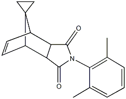 4-(2,6-dimethylphenyl)-spiro[4-azatricyclo[5.2.1.0~2,6~]dec[8]ene-10,1'-cyclopropane]-3,5-dione Struktur