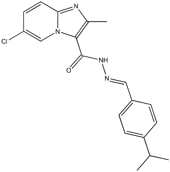 6-chloro-N'-(4-isopropylbenzylidene)-2-methylimidazo[1,2-a]pyridine-3-carbohydrazide Struktur