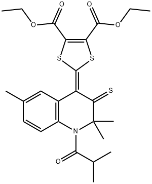 diethyl 2-(1-isobutyryl-2,2,6-trimethyl-3-thioxo-2,3-dihydro-4(1H)-quinolinylidene)-1,3-dithiole-4,5-dicarboxylate Struktur