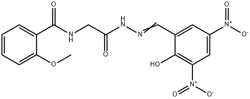 N-[2-(2-{2-hydroxy-3,5-bisnitrobenzylidene}hydrazino)-2-oxoethyl]-2-methoxybenzamide Struktur