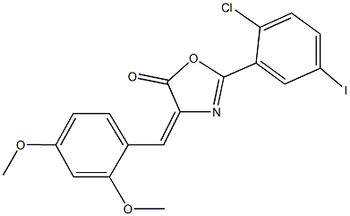 2-(2-chloro-5-iodophenyl)-4-(2,4-dimethoxybenzylidene)-1,3-oxazol-5(4H)-one Struktur