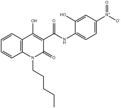 4-hydroxy-N-{2-hydroxy-4-nitrophenyl}-2-oxo-1-pentyl-1,2-dihydro-3-quinolinecarboxamide Struktur