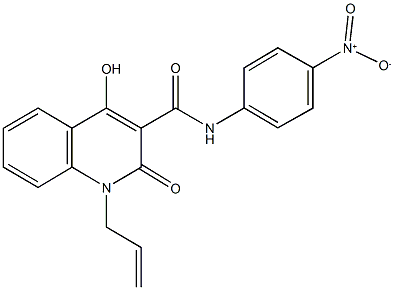 4-hydroxy-N-{4-nitrophenyl}-2-oxo-1-prop-2-enyl-1,2-dihydroquinoline-3-carboxamide Struktur