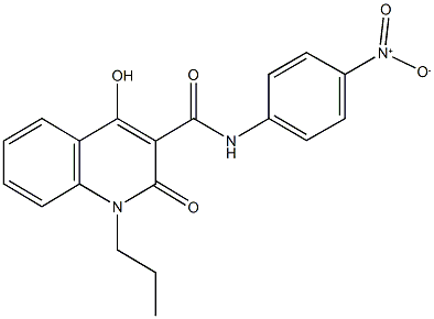 4-hydroxy-N-{4-nitrophenyl}-2-oxo-1-propyl-1,2-dihydroquinoline-3-carboxamide Struktur