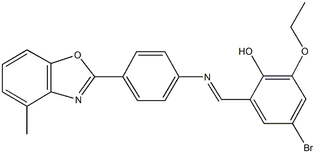 4-bromo-2-ethoxy-6-({[4-(4-methyl-1,3-benzoxazol-2-yl)phenyl]imino}methyl)phenol Struktur