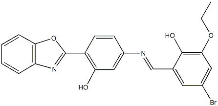 2-({[4-(1,3-benzoxazol-2-yl)-3-hydroxyphenyl]imino}methyl)-4-bromo-6-ethoxyphenol Struktur