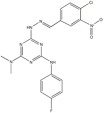 4-chloro-3-nitrobenzaldehyde {4-(dimethylamino)-6-[(4-fluorophenyl)amino]-1,3,5-triazin-2-yl}hydrazone Struktur