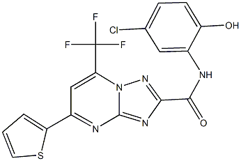 N-(5-chloro-2-hydroxyphenyl)-5-(2-thienyl)-7-(trifluoromethyl)[1,2,4]triazolo[1,5-a]pyrimidine-2-carboxamide Struktur