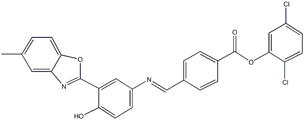 2,5-dichlorophenyl 4-({[4-hydroxy-3-(5-methyl-1,3-benzoxazol-2-yl)phenyl]imino}methyl)benzoate Struktur