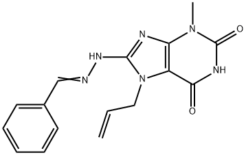 benzaldehyde (7-allyl-3-methyl-2,6-dioxo-2,3,6,7-tetrahydro-1H-purin-8-yl)hydrazone Struktur