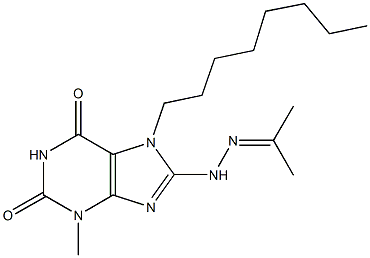 3-methyl-8-[2-(1-methylethylidene)hydrazino]-7-octyl-3,7-dihydro-1H-purine-2,6-dione Struktur