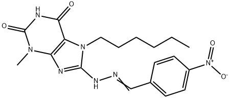 4-nitrobenzaldehyde (7-hexyl-3-methyl-2,6-dioxo-2,3,6,7-tetrahydro-1H-purin-8-yl)hydrazone Struktur