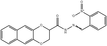 N'-{2-nitrobenzylidene}-2,3-dihydronaphtho[2,3-b][1,4]dioxine-2-carbohydrazide Struktur