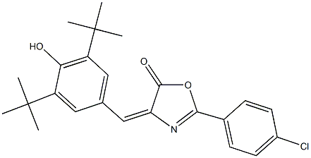 2-(4-chlorophenyl)-4-(3,5-ditert-butyl-4-hydroxybenzylidene)-1,3-oxazol-5(4H)-one Struktur