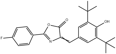 4-(3,5-ditert-butyl-4-hydroxybenzylidene)-2-(4-fluorophenyl)-1,3-oxazol-5(4H)-one Struktur