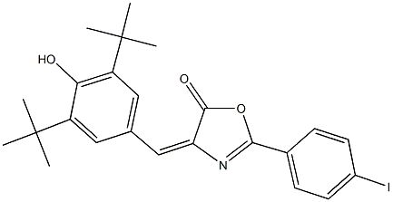 4-(3,5-ditert-butyl-4-hydroxybenzylidene)-2-(4-iodophenyl)-1,3-oxazol-5(4H)-one Struktur