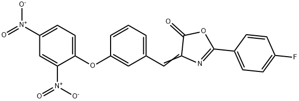 4-(3-{2,4-bisnitrophenoxy}benzylidene)-2-(4-fluorophenyl)-1,3-oxazol-5(4H)-one Struktur