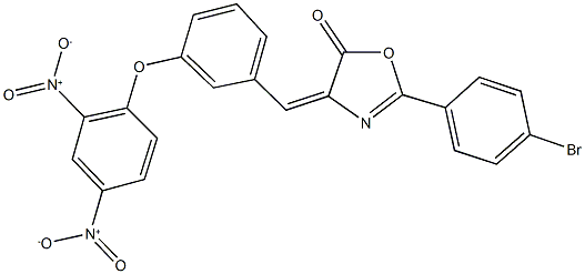 4-(3-{2,4-bisnitrophenoxy}benzylidene)-2-(4-bromophenyl)-1,3-oxazol-5(4H)-one Struktur