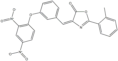 4-(3-{2,4-bisnitrophenoxy}benzylidene)-2-(2-methylphenyl)-1,3-oxazol-5(4H)-one Struktur