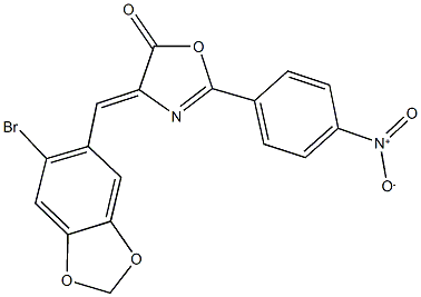 4-[(6-bromo-1,3-benzodioxol-5-yl)methylene]-2-{4-nitrophenyl}-1,3-oxazol-5(4H)-one Struktur