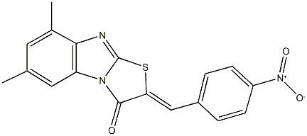 2-{4-nitrobenzylidene}-6,8-dimethyl[1,3]thiazolo[3,2-a]benzimidazol-3(2H)-one Struktur