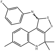 N-(3-fluorophenyl)-N-(4,4,7-trimethyl-4,5-dihydro-1H-[1,2]dithiolo[3,4-c]quinolin-1-ylidene)amine Struktur